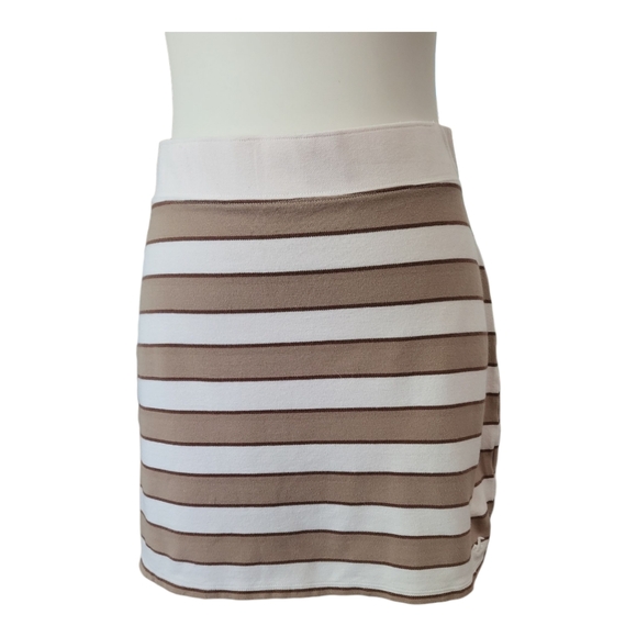 Hollister Dresses & Skirts - Hollister Ultra High-Rise Mini Skirt‎ Medium Beige White Brown Striped Casual